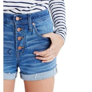 Madewell High-Rise Denim Boyshorts Button-Through